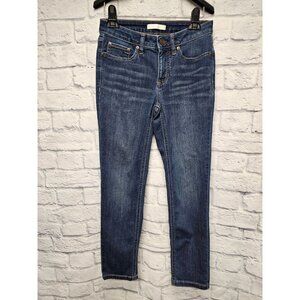 LAUREN CONRAD 6 SHORT 6S DARK WASH DISTRESSED SKINNY STRETCH DENIM JEANS